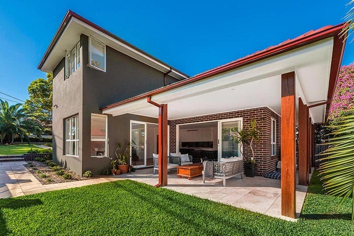 outdoor area through two stacking doors