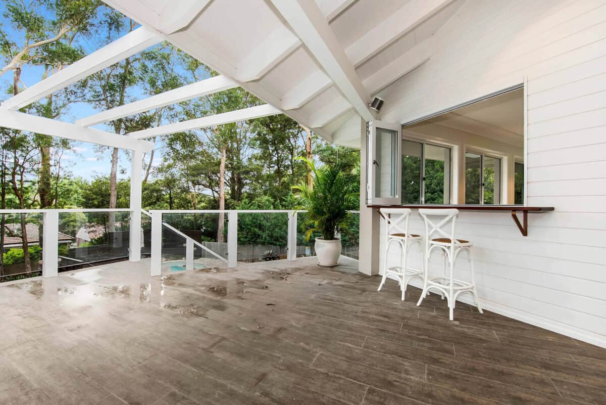 partially-covered alfresco living area